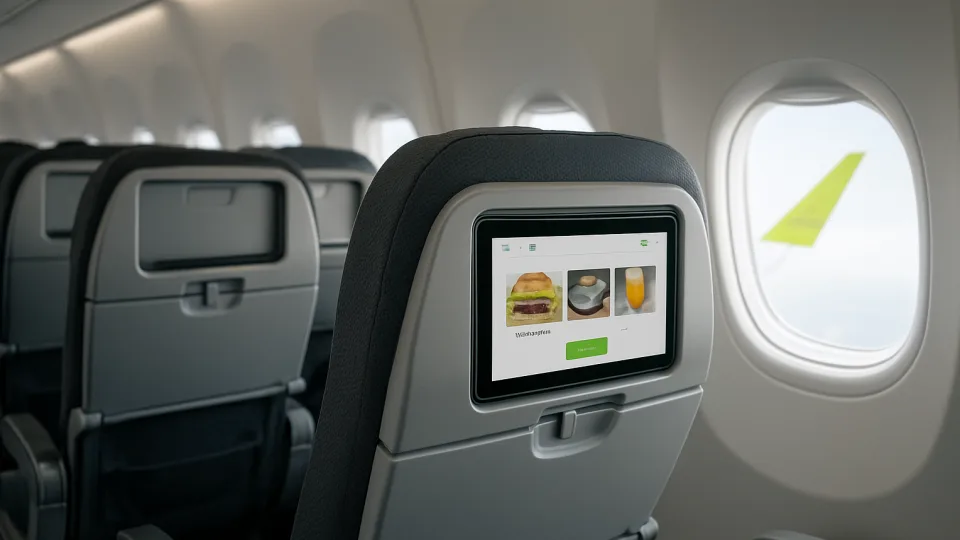 Découvrez le nouveau service de commande de nourriture et de boissons en siège d'airBaltic, disponible sur les avions équipés de Starlink.