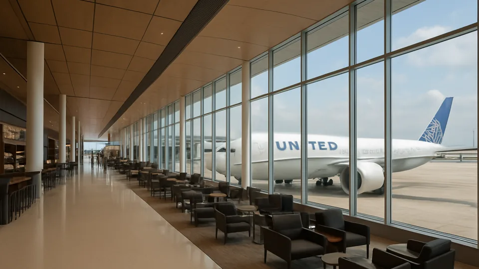 Découvrez le nouveau hall nord de United Airlines à l'aéroport intercontinental George Bush à Houston, avec des options de restauration élargies et le plus grand salon d'une compagnie aérienne en Amérique.
